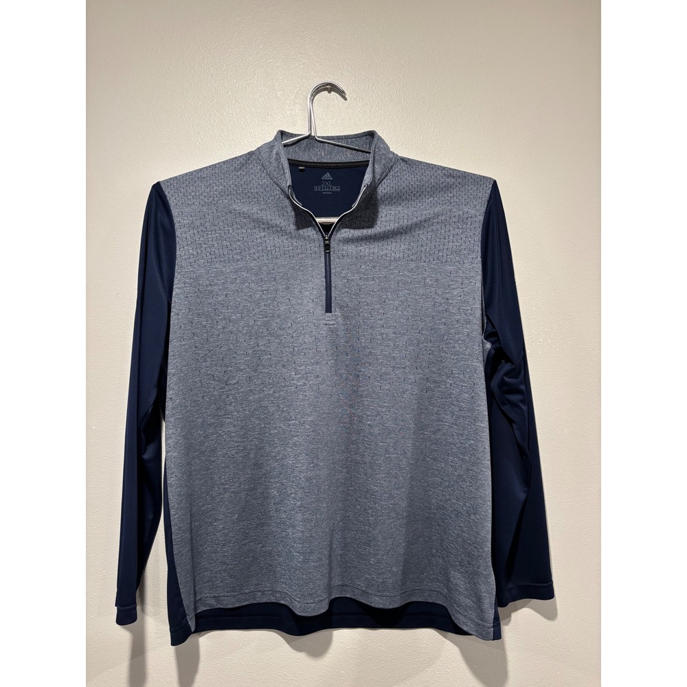 Adidas Mens 2XL Quarter Zip Pullover Blue Navy Textured Activewear Top